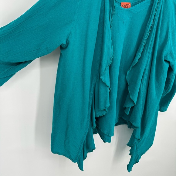 Oh My Gauze! Cardigan Top Set Layered Lagenlook Blue Resort Cruise Size 2 Large - Picture 2 of 10